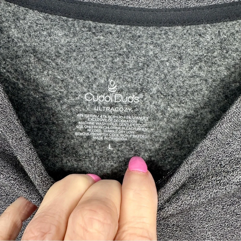 Cuddl Duds Ultra Cozy Gray Long Sleeve Crew - Size Large 14-16 - Picture 4 of 8